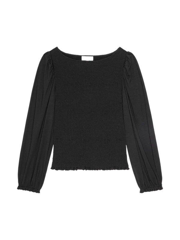 Aidan Smocked Blouse Jet Black