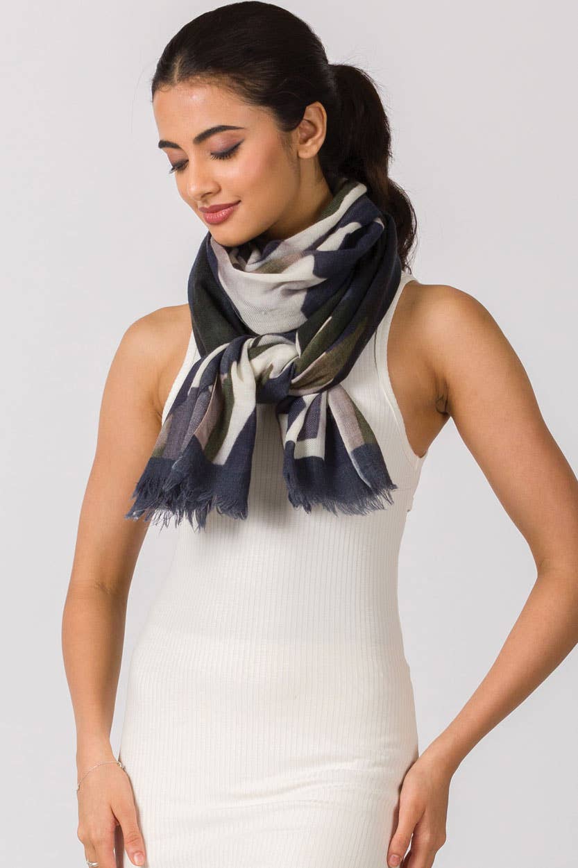 Navita Fine Wool Shawl: Burgundy & Green