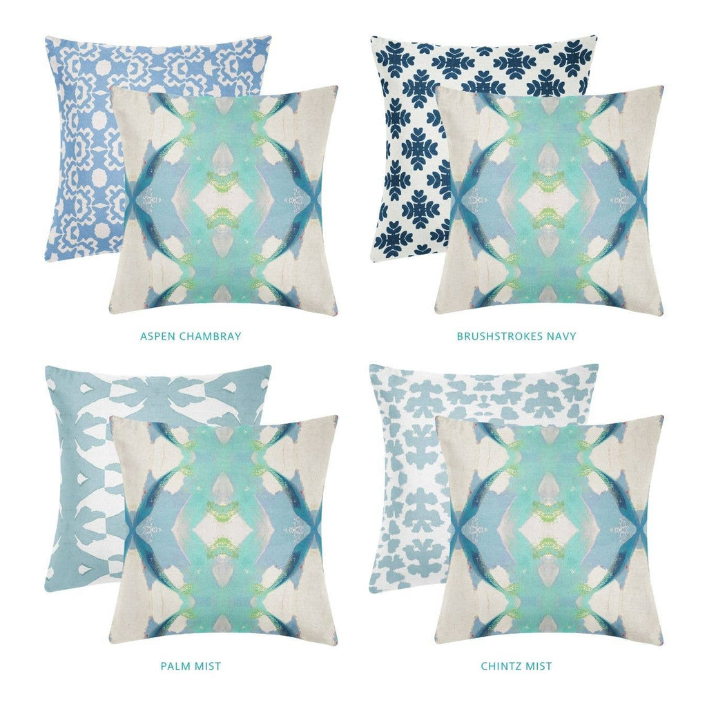 Jasmine Blue Decorative Pillow: 22" x 22" Throw Pillow