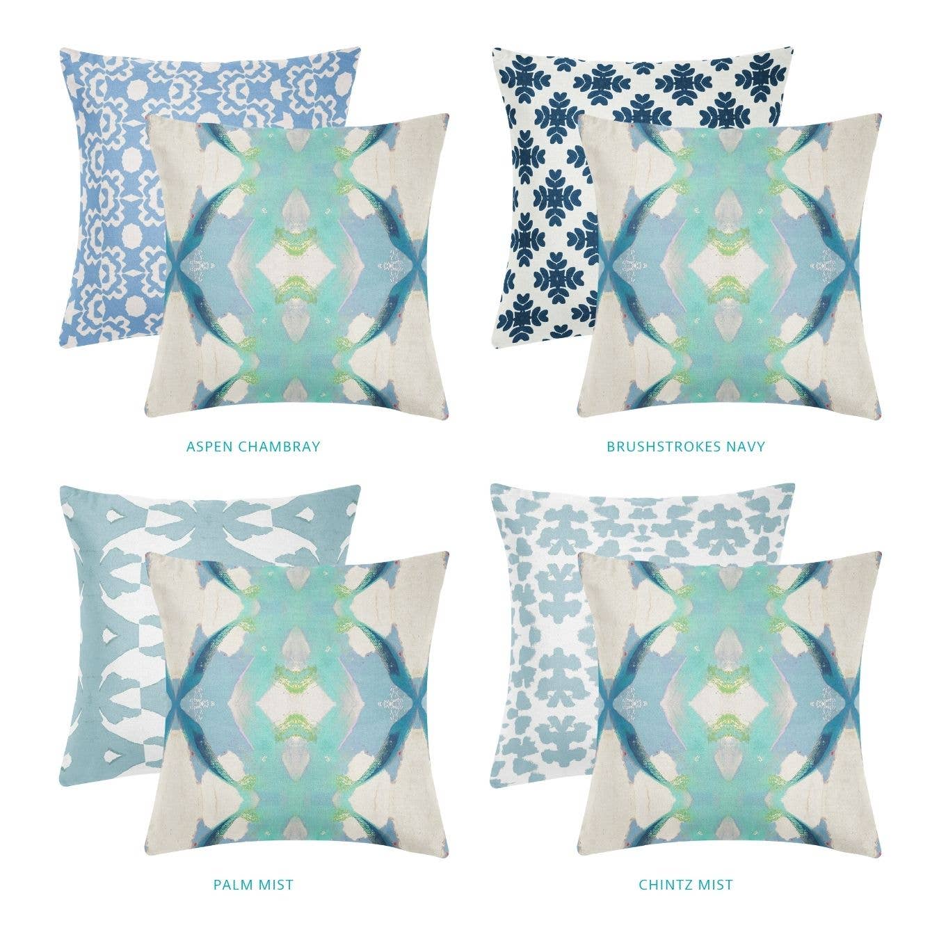 Jasmine Blue Decorative Pillow: 22" x 22" Throw Pillow
