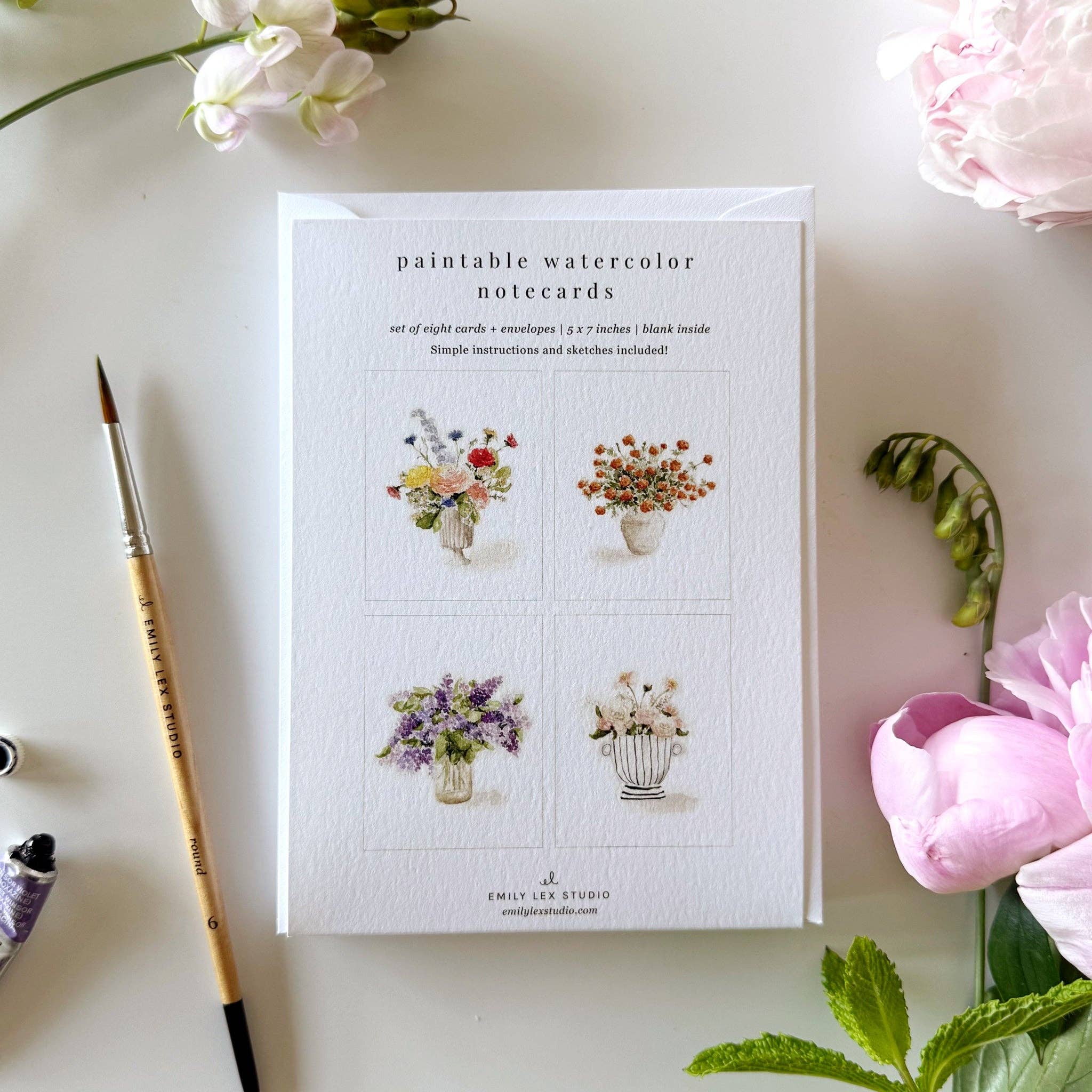 Bouquets paintable notecards