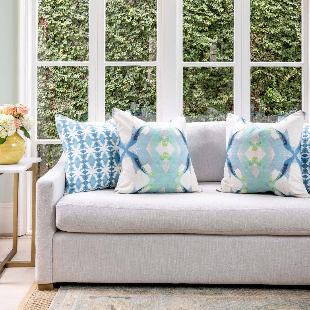 Jasmine Blue Decorative Pillow: 22" x 22" Throw Pillow