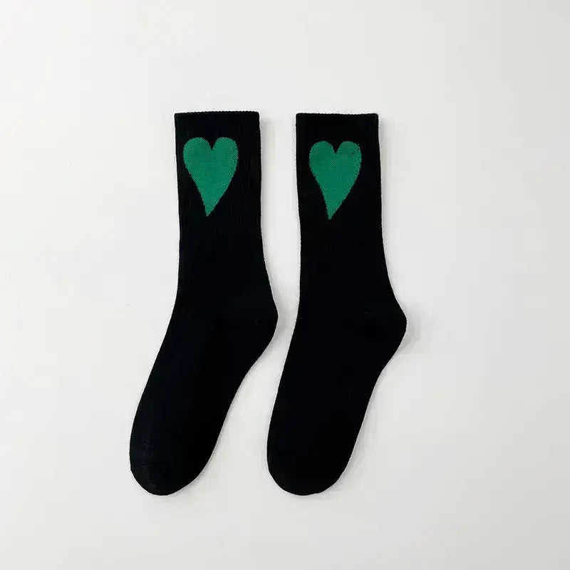 Women's Socks with Hearts: Black