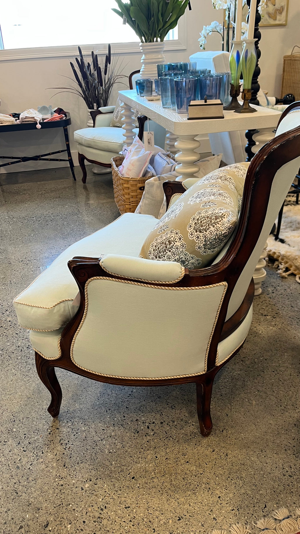 Pair of Newly Upholstered Antique Bergere