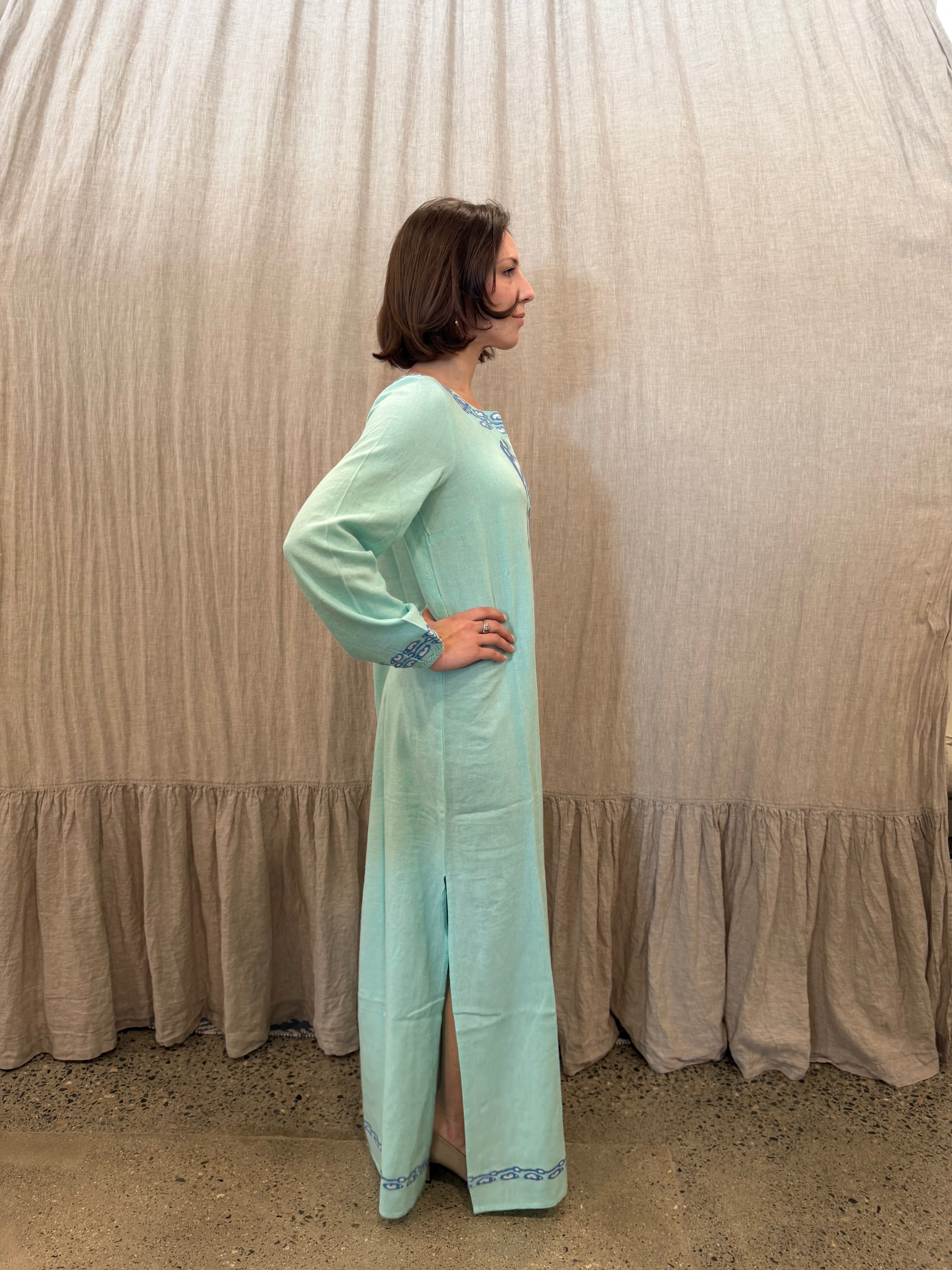 Mint Embroidered Caftan