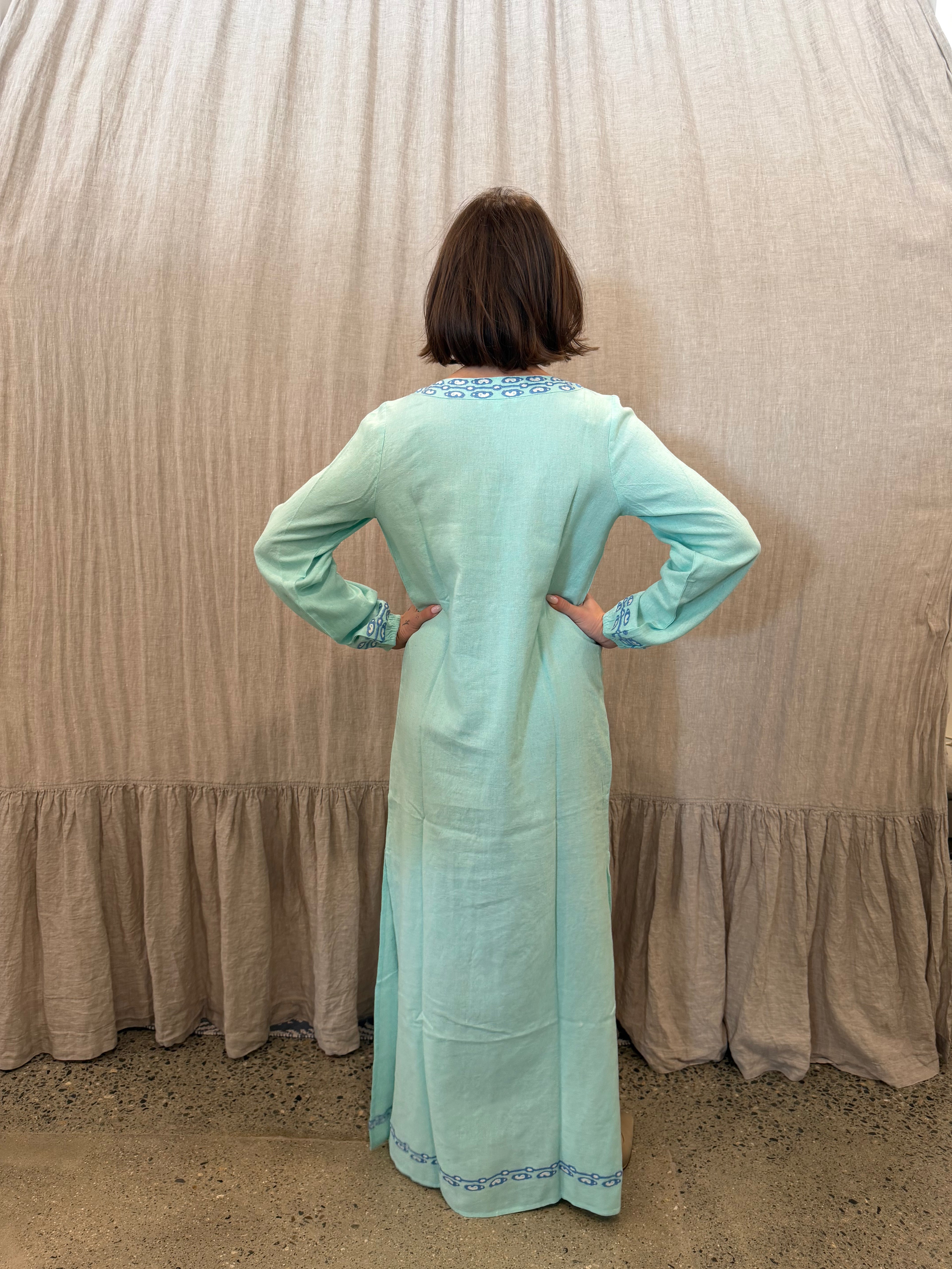 Mint Embroidered Caftan