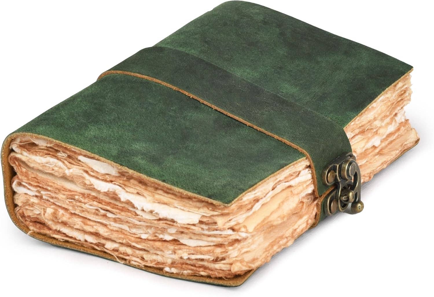 Handmade Leather Journal with C-Lock Unlined Deckle: Brown / 7 x 5 Inches
