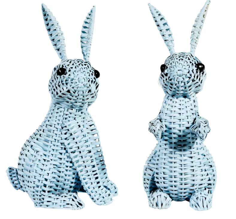 Blue Wicker Bunny: Large / Standing