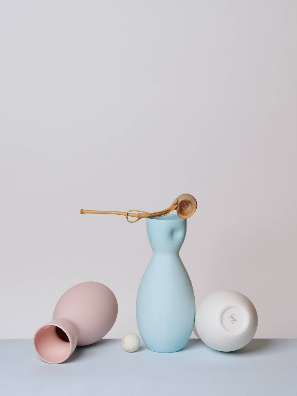 Unique Thumb Print Porcelain Carafe or Vase: Bisque