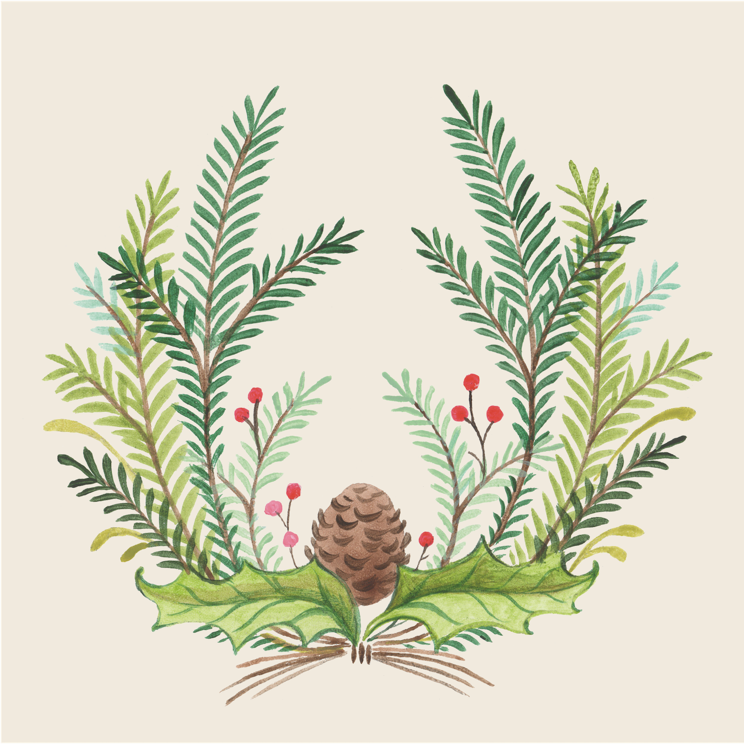 Christmas Sprigs Cocktail Napkin - Pack of 20