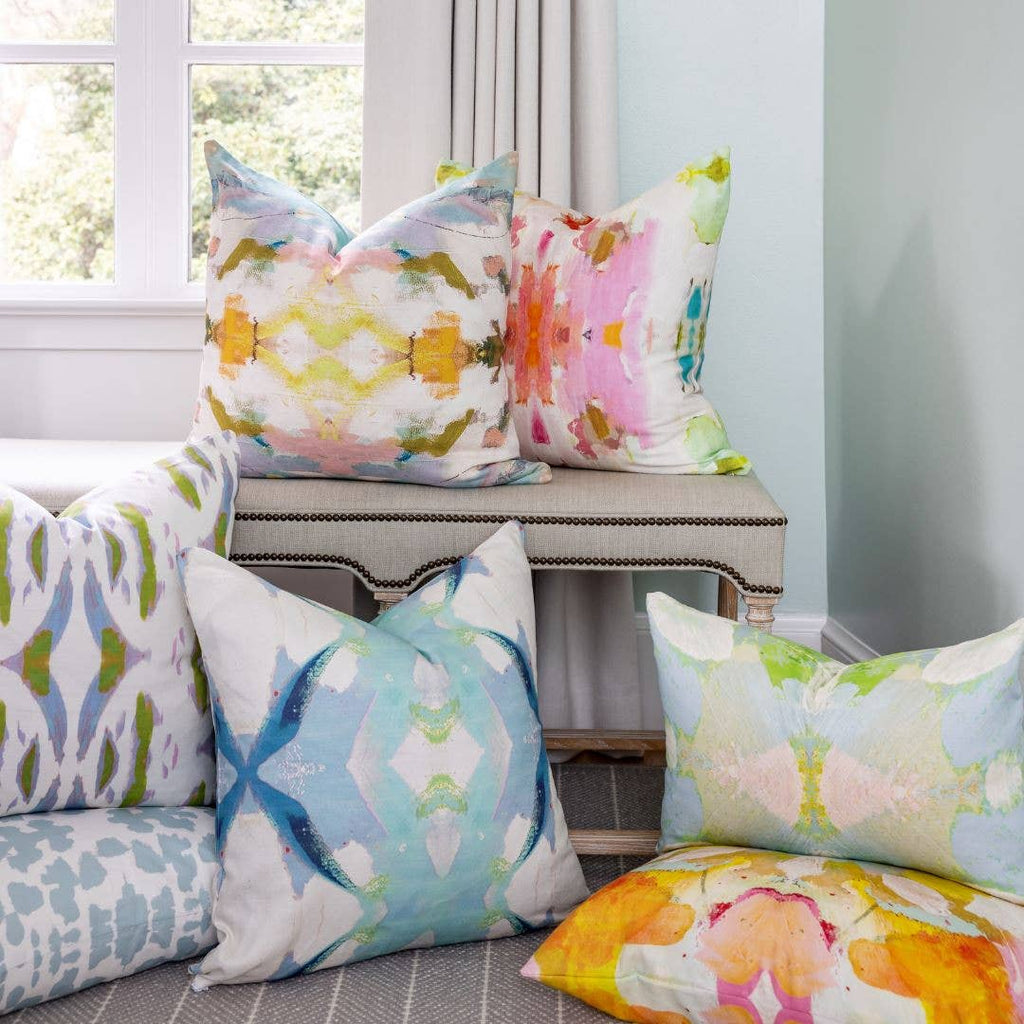 Jasmine Blue Decorative Pillow: 22" x 22" Throw Pillow