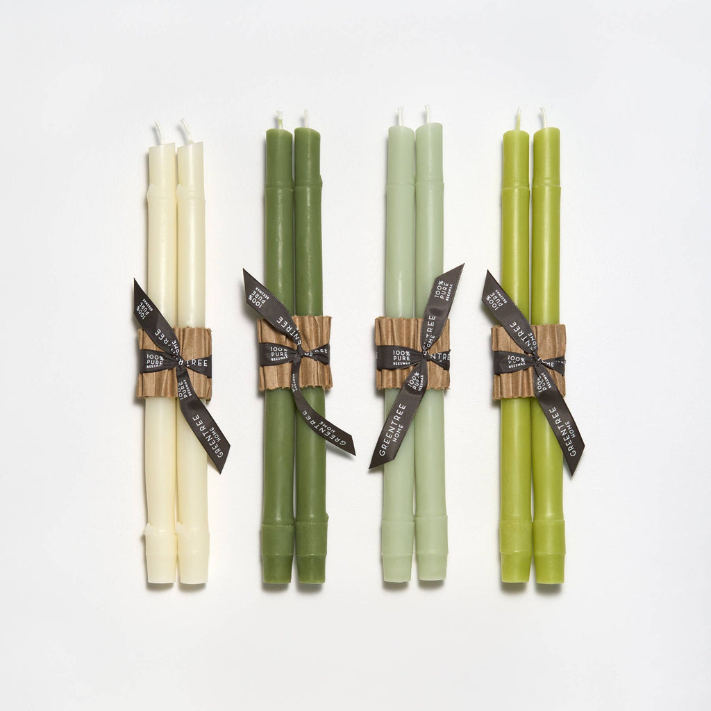 12" Bamboo Taper Candles: Burnt amber