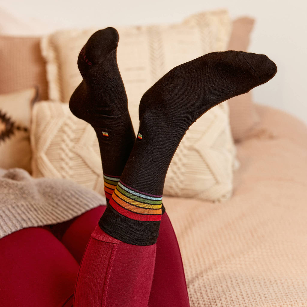 Socks that Save LGBTQ Lives (Classic Rainbow Stripe): Medium