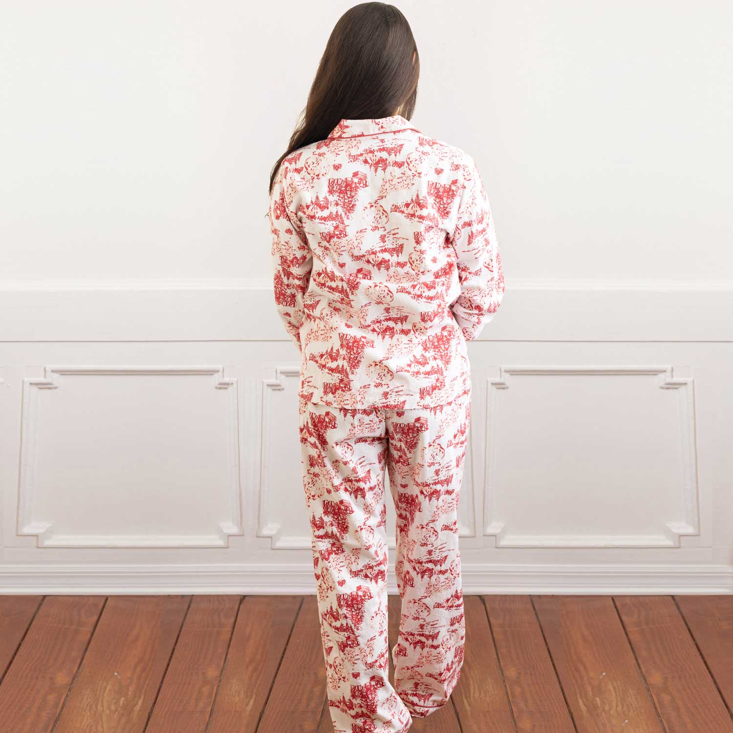 Santa Toile Flannel PJ Set: XS/S