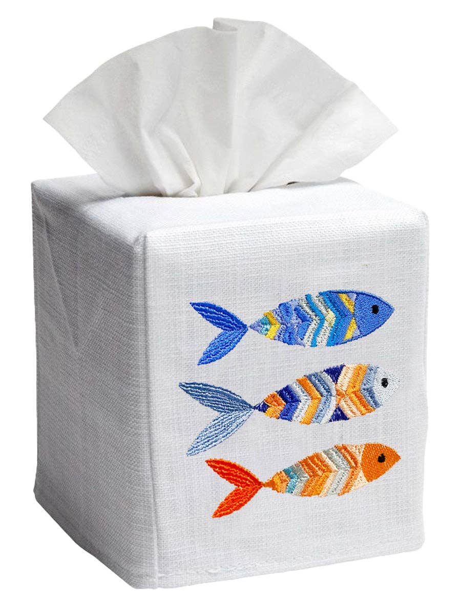 Tissue Box Cover, Three Fish (Multi)