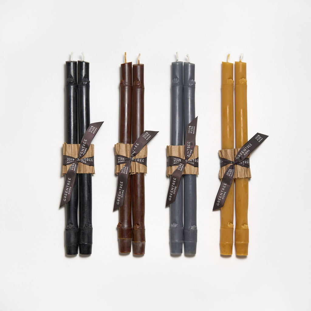 12" Bamboo Taper Candles: Burnt amber