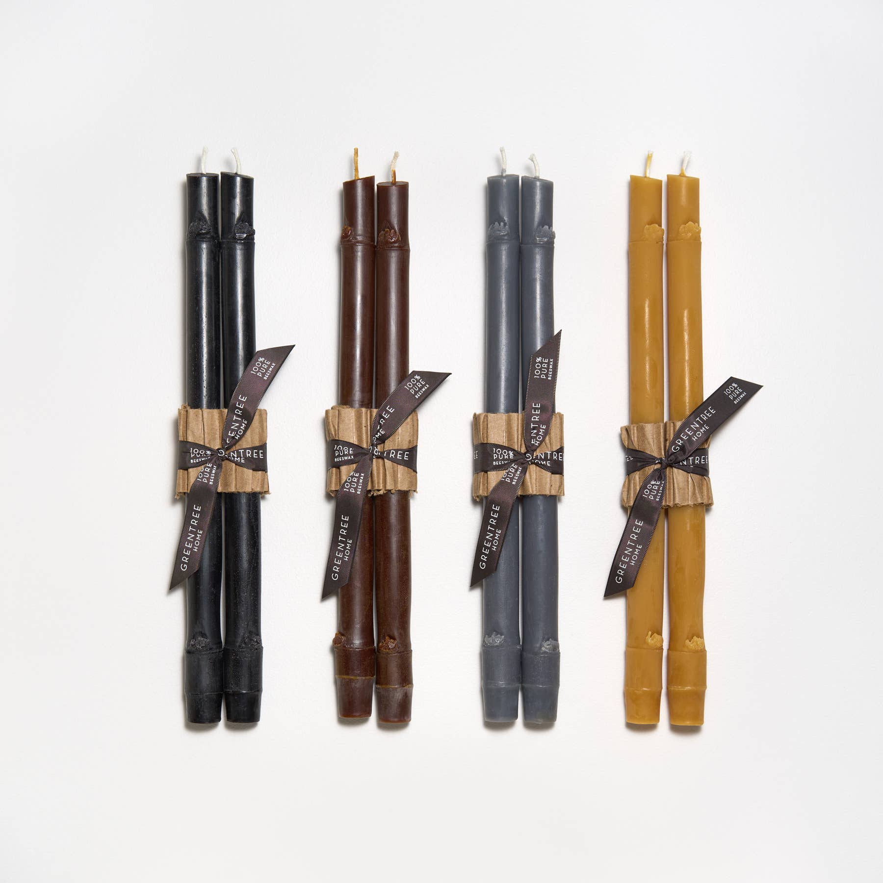 12" Bamboo Taper Candles: Burnt amber