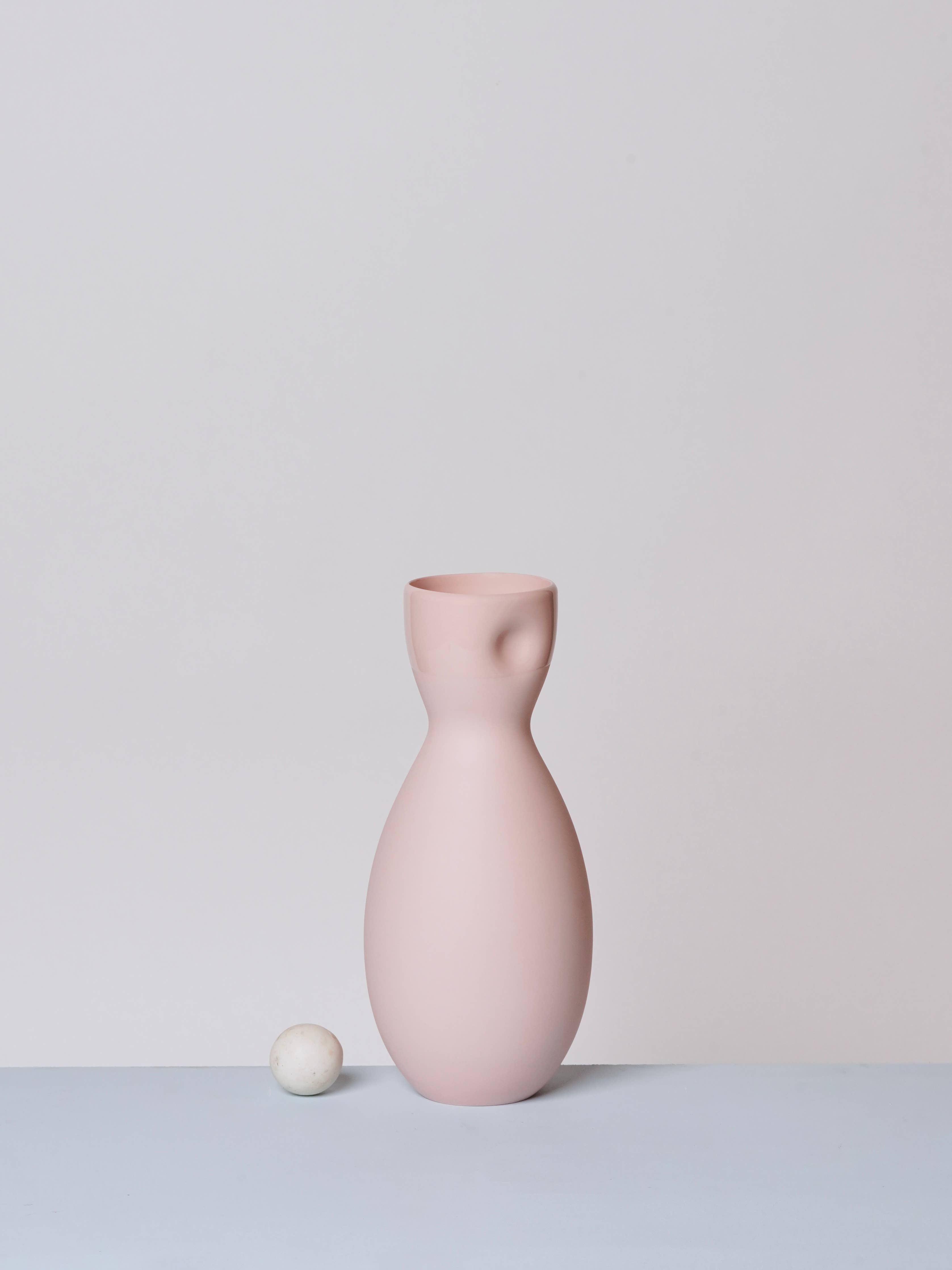 Unique Thumb Print Porcelain Carafe or Vase: Bisque