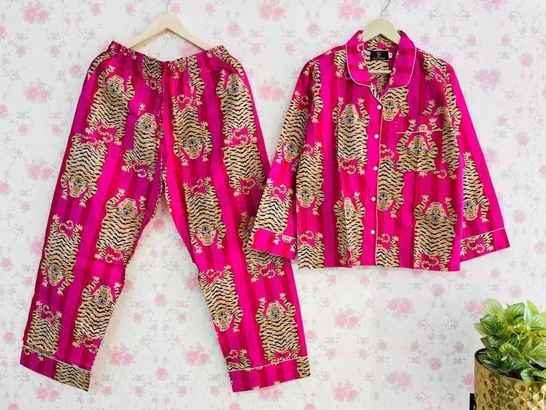 Beautiful Cotton Comfort Pajama Set Handmade PJ Set: M