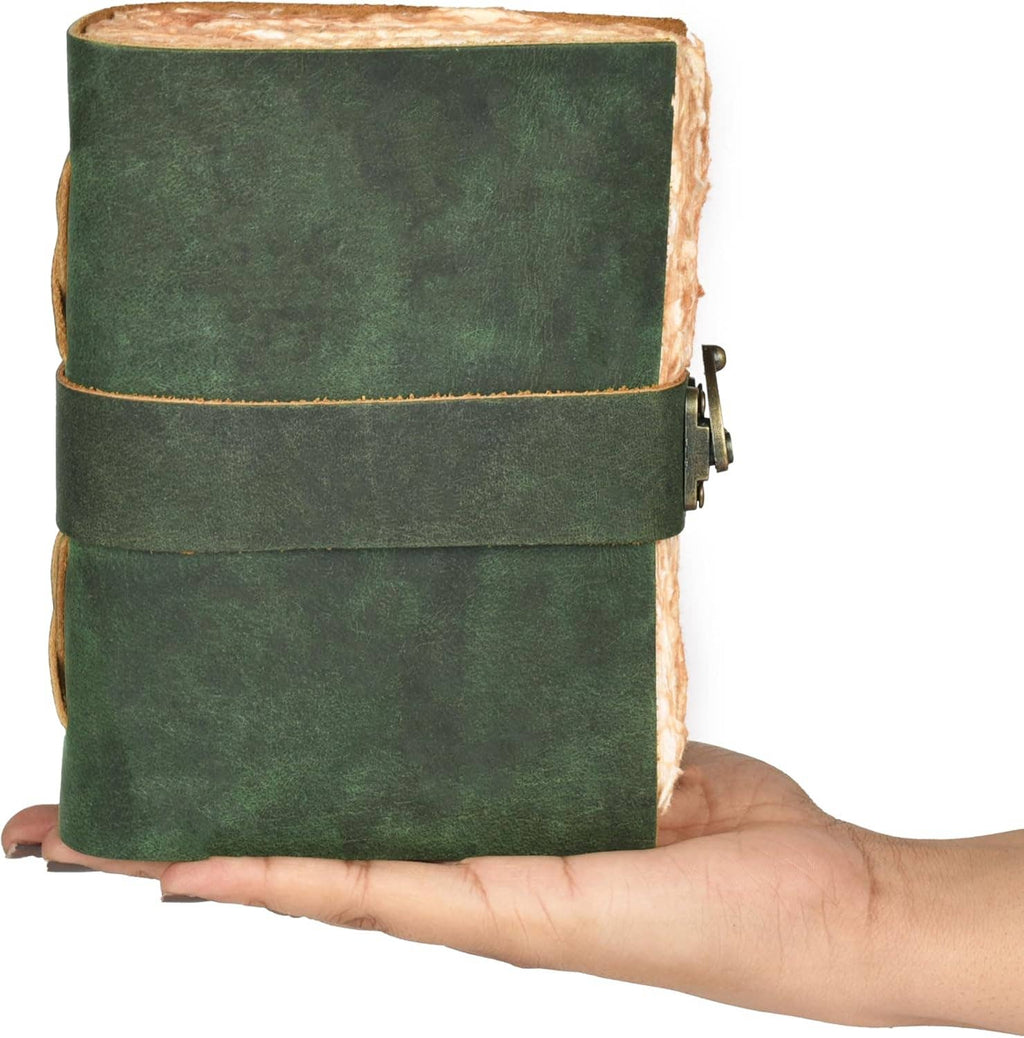 Handmade Leather Journal with C-Lock Unlined Deckle: Brown / 7 x 5 Inches